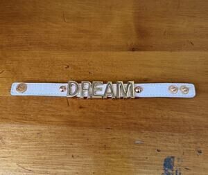BCBGeneration Pink Leather DREAM Charm Bracelet Rose Gold Snap Closure